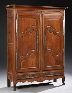 Appraisal: French Louis XV Style Carved Oak Armoire early French Louis