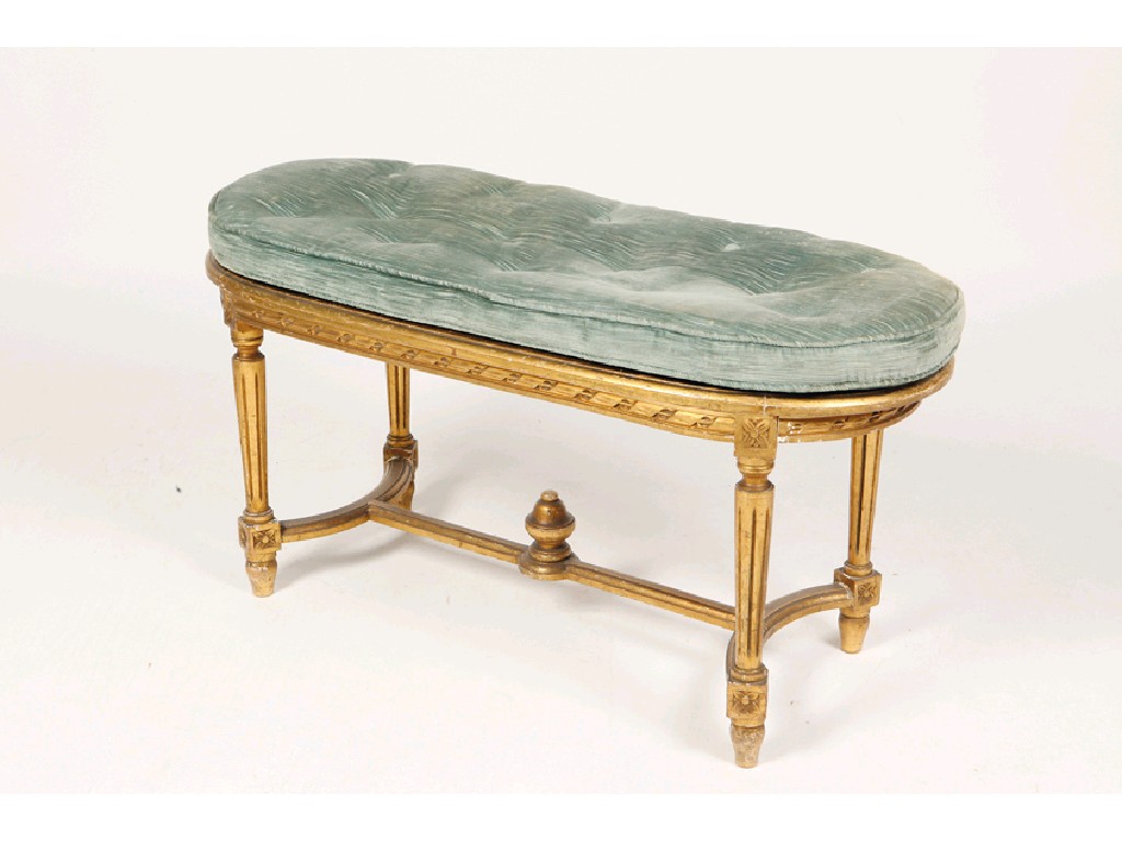 Appraisal: A VICTORIAN CARVED GILTWOOD STOOL the oval seat with upholstered