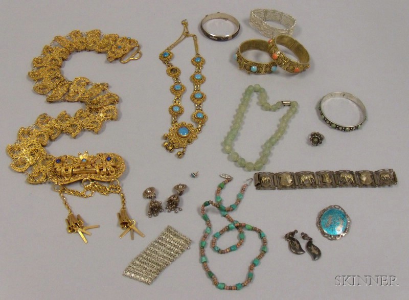 Appraisal: Group of Assorted Ethnic Silver Jewelry and Two Gilt-metal Ethnic-style