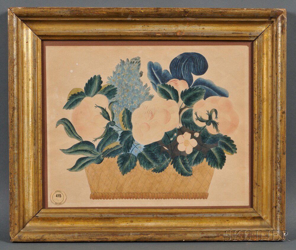 Appraisal: Framed Theorem of a Basket of Flowers America th century