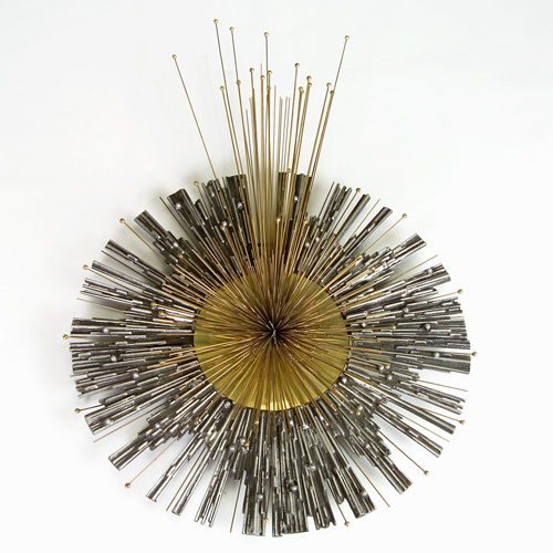 Appraisal: CURTIS JERE Fine and large mixed metal wall sculpture Shooting