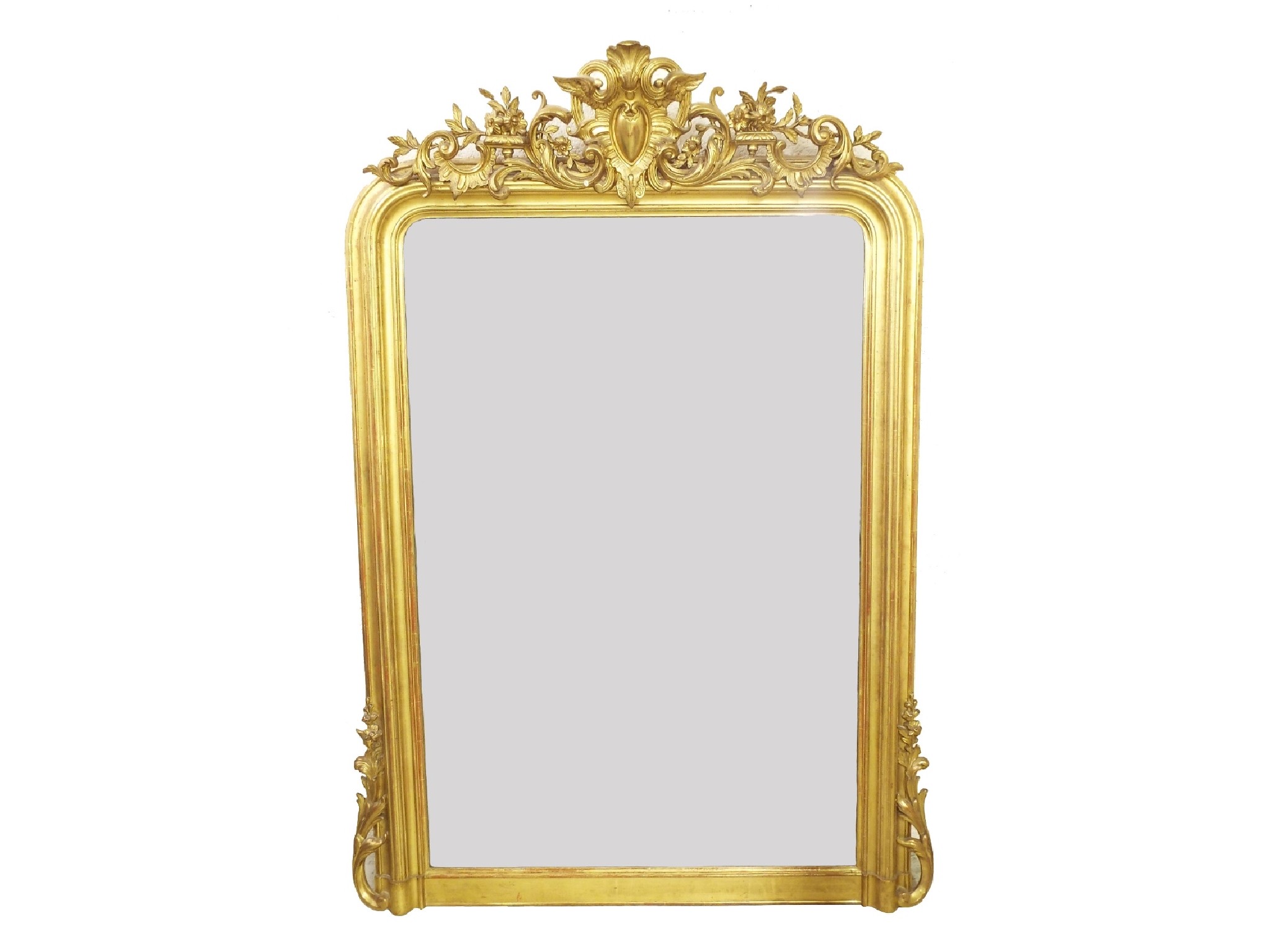 Appraisal: Good Victorian giltwood and gesso arch top overmantel mirror with