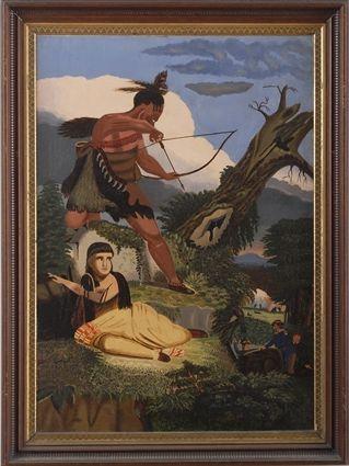 Appraisal: AMERICAN SCHOOL FALLEN INDIAN PRINCESS Oil on canvas x in