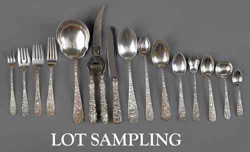 Appraisal: Extensive Baltimore repouss sterling silver flatware service of various makers