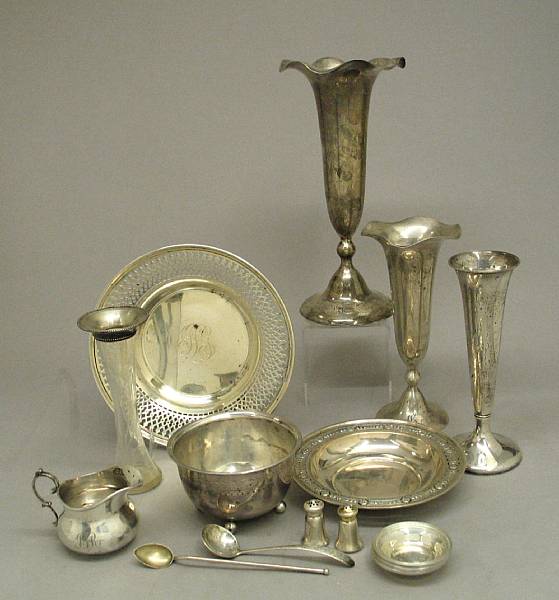 Appraisal: A group of sterling and sterling mounted table articles Comprising