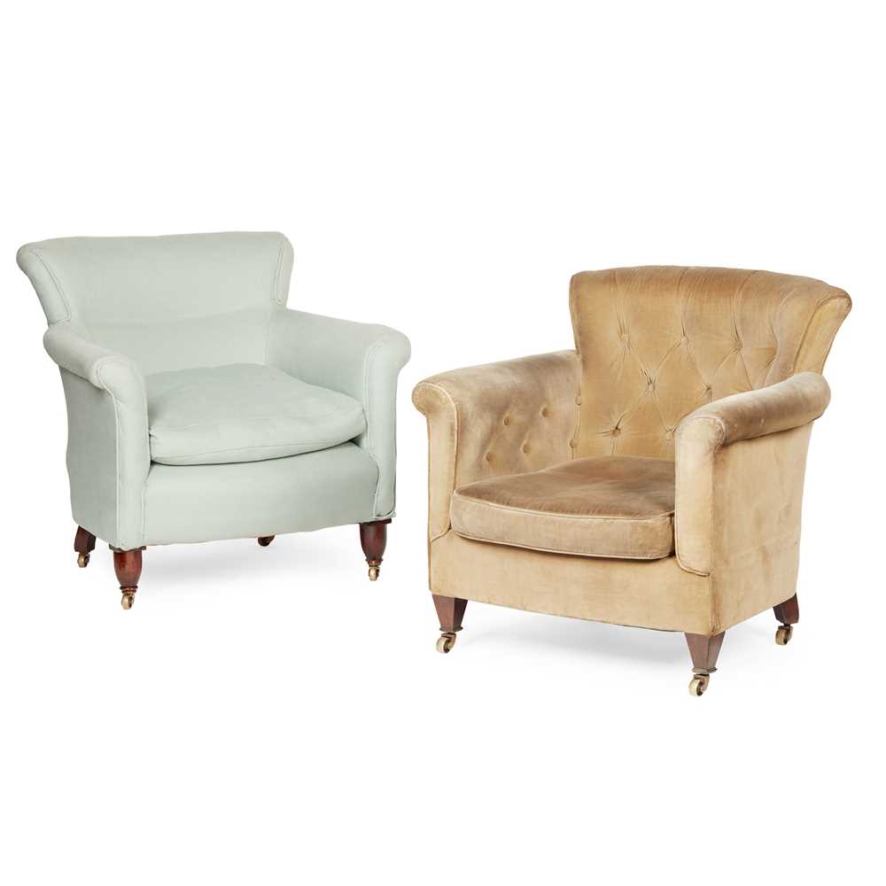 Appraisal: NEAR PAIR OF EDWARDIAN TUB ARMCHAIRS EARLY TH CENTURY with