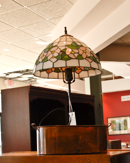 Appraisal: Lamp with Stained Glass Shade and copper base wiring needs