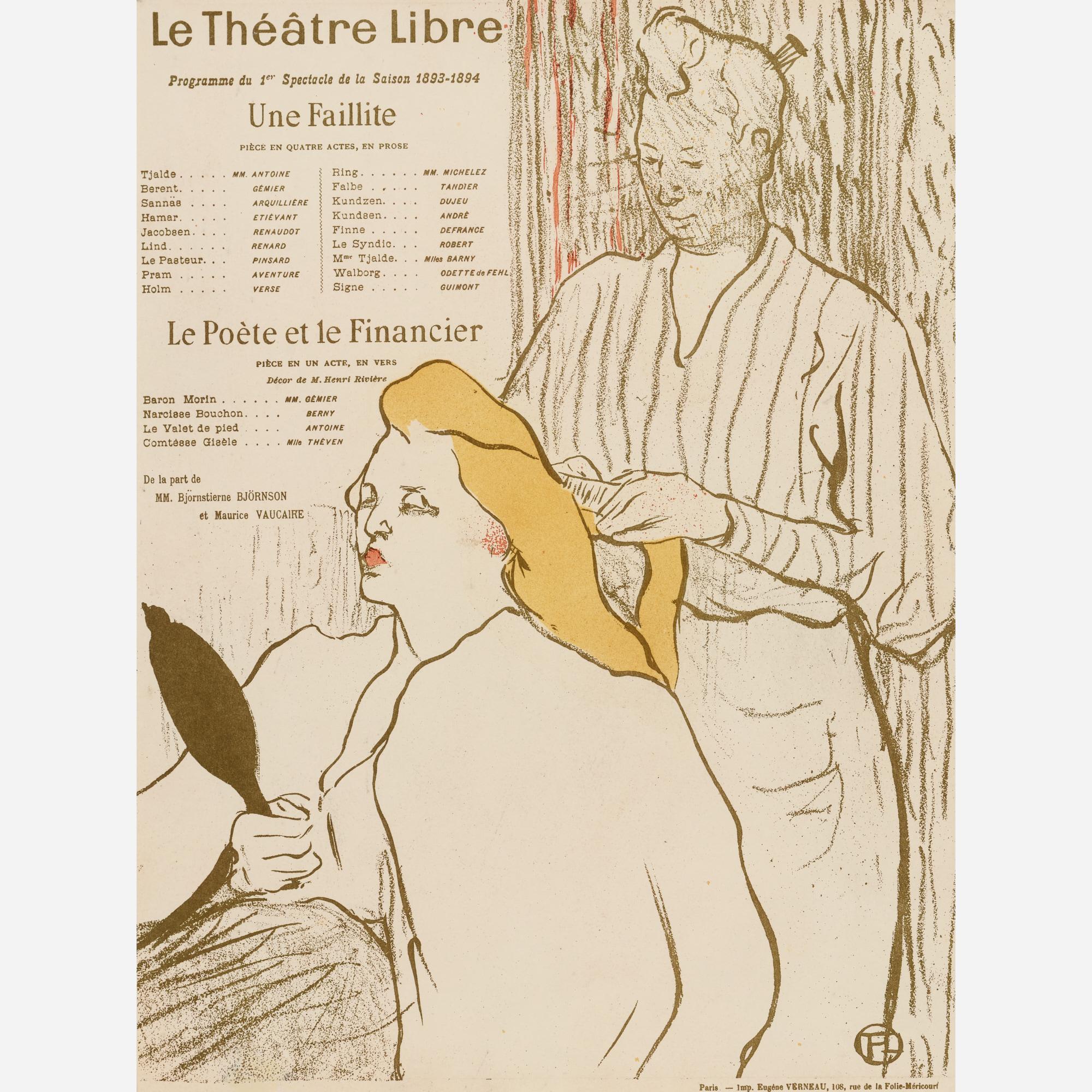 Appraisal: TOULOUSE-LAUTREC LE COIFFEUR ORIGINAL LITHO PLAYBILL Henri Toulouse-Lautrec French -