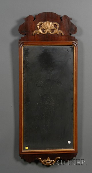 Appraisal: Mid-Georgian Mahogany and Parcel-gilt Scroll Mirror third quarter th century