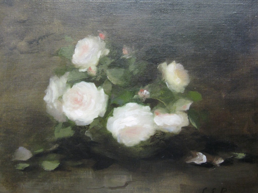 Appraisal: LOUISE ELLEN PERMAN - Oil on canvas 'Roses' signed x