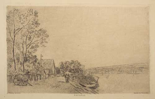 Appraisal: ALFRED SISLEY Bords du Loing La Charette Etching on imitation