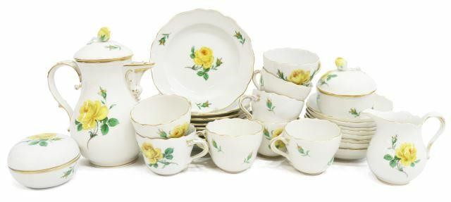 Appraisal: lot of Meissen Yellow Rose porcelain coffee and dessert service