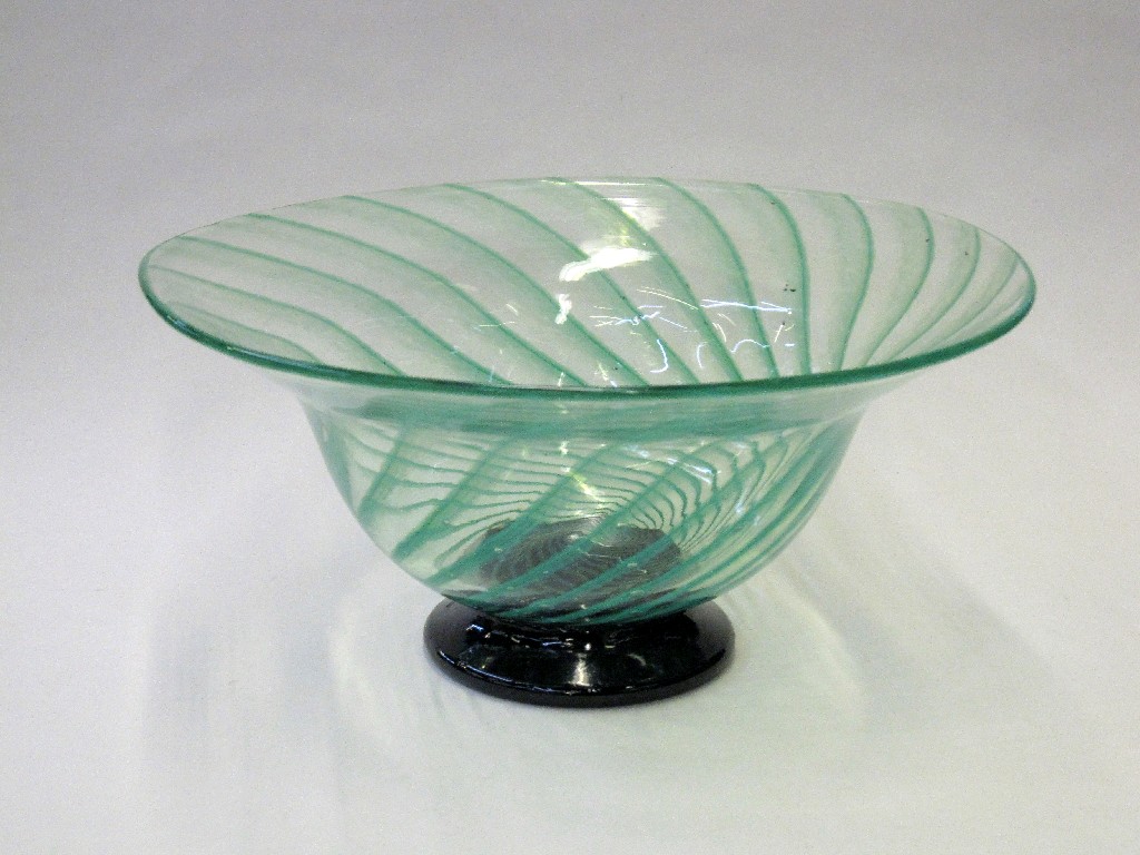 Appraisal: Two art glass bowls one with green striped decoration