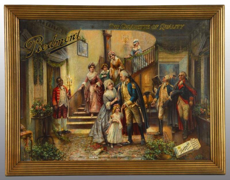 Appraisal: Cardboard Piedmont Tobacco Advertising Sign Description Featuring George Washington and