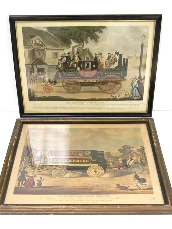 Appraisal: Pair of th century hand-colored engravings framed ''The Enterprise'' ss