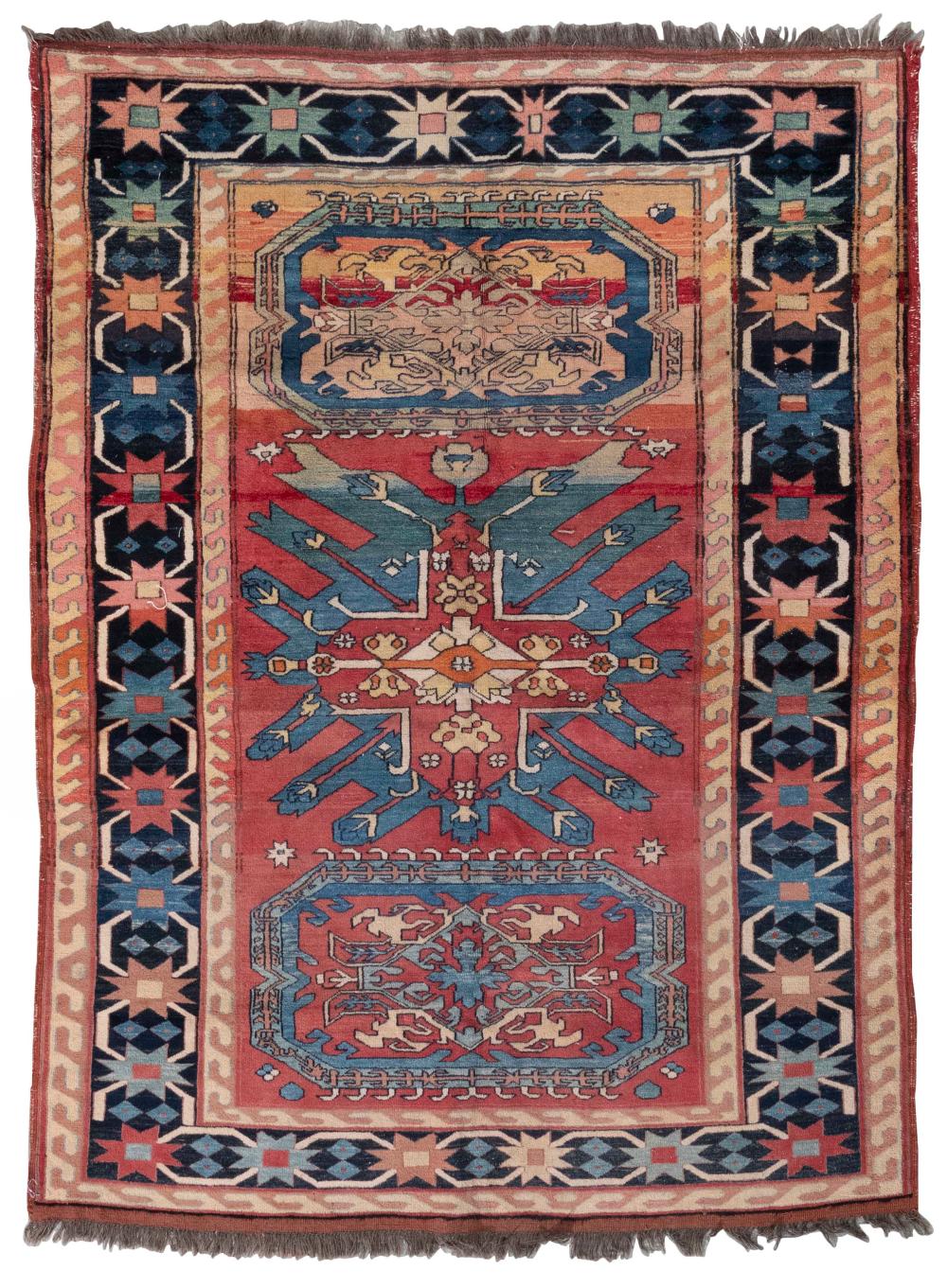 Appraisal: KAZAK DESIGN RUG X LATE TH CENTURYKAZAK DESIGN RUG '