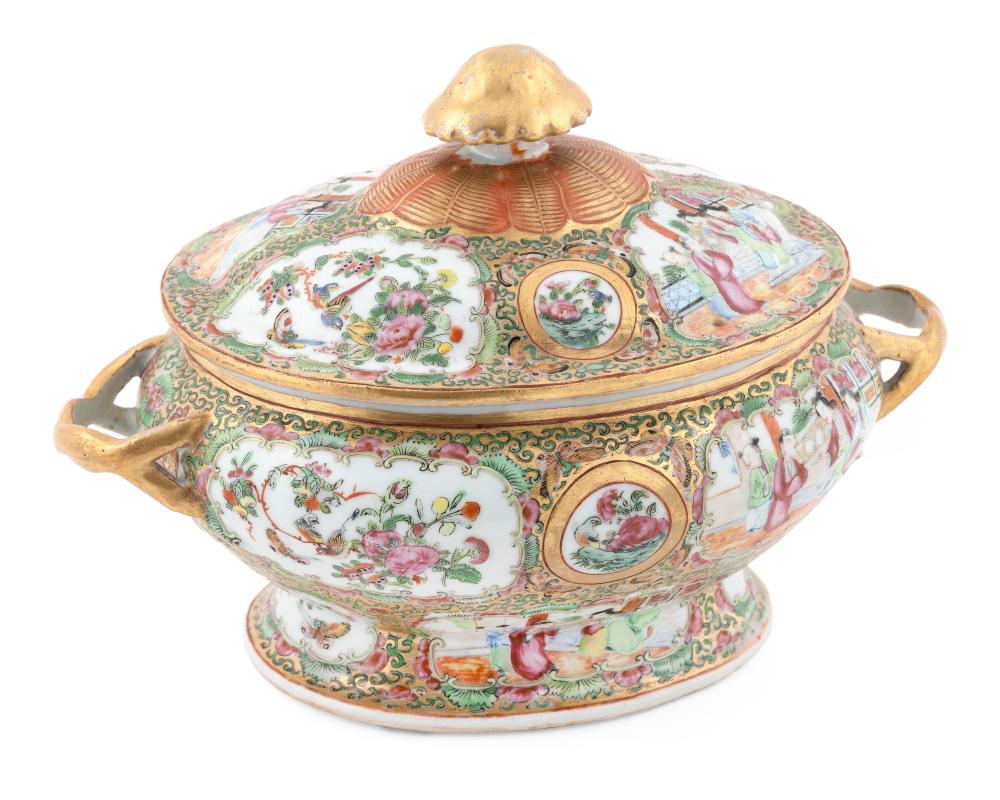 Appraisal: CHINESE EXPORT ROSE MANDARIN PORCELAIN COVERED TUREEN MID- TH CENTURY