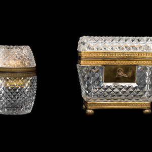 Appraisal: A French Gilt Metal and Cut Glass Box and a