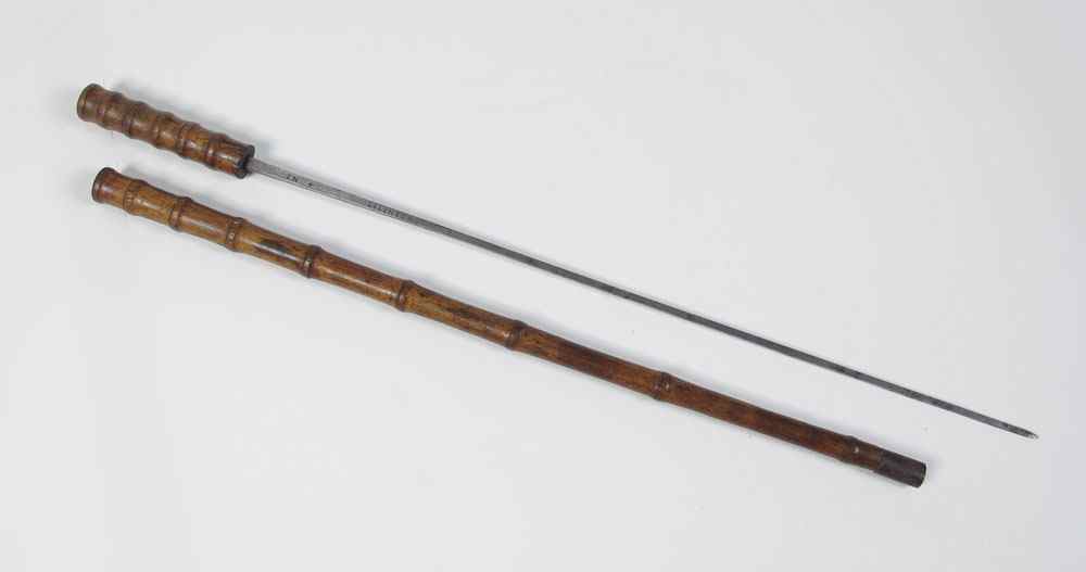 Appraisal: TH CENTURY EUROPEAN BAMBOO SWORD CANE Bamboo handle and shaft