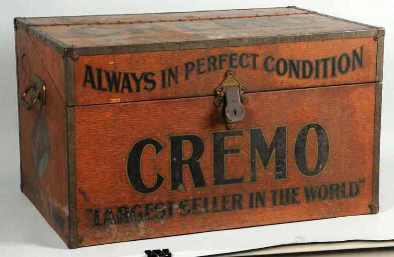 Appraisal: Circa - Cremo Cigar Truck Humidor Tin litho surface has