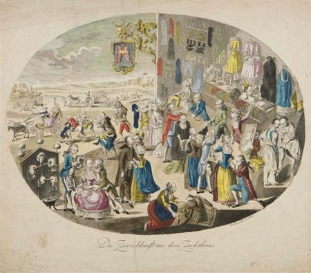 Appraisal: A hand coloured engraving titled 'Masquerade' After Hieronymus L schenkohl