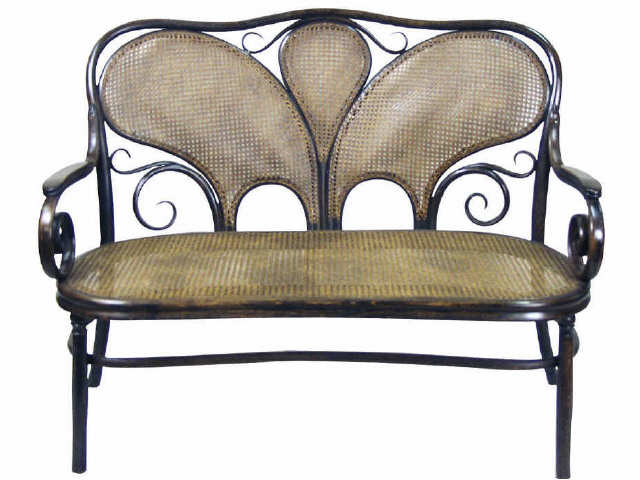 Appraisal: Circa - beech bentwood framed settee with caned seat and