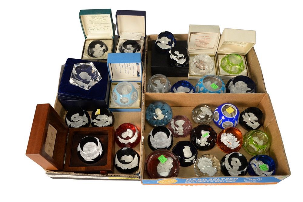 Appraisal: Thirty-Two Sulfide Bust Paperweights to include marked Cristal D'Albret two