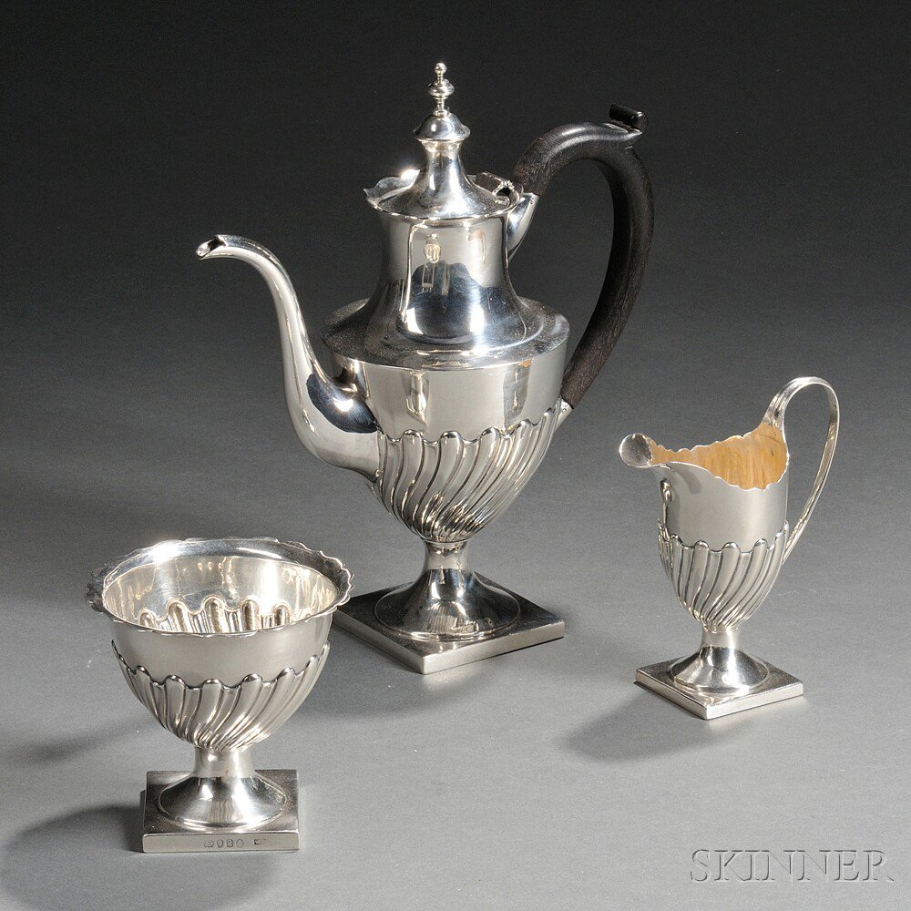 Appraisal: Assembled Three-piece Sterling Silver Coffee Service all retailed by Gebelein