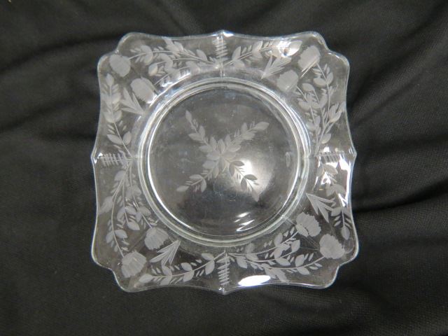 Appraisal: Etched Crystal Salad Plates floral excellent