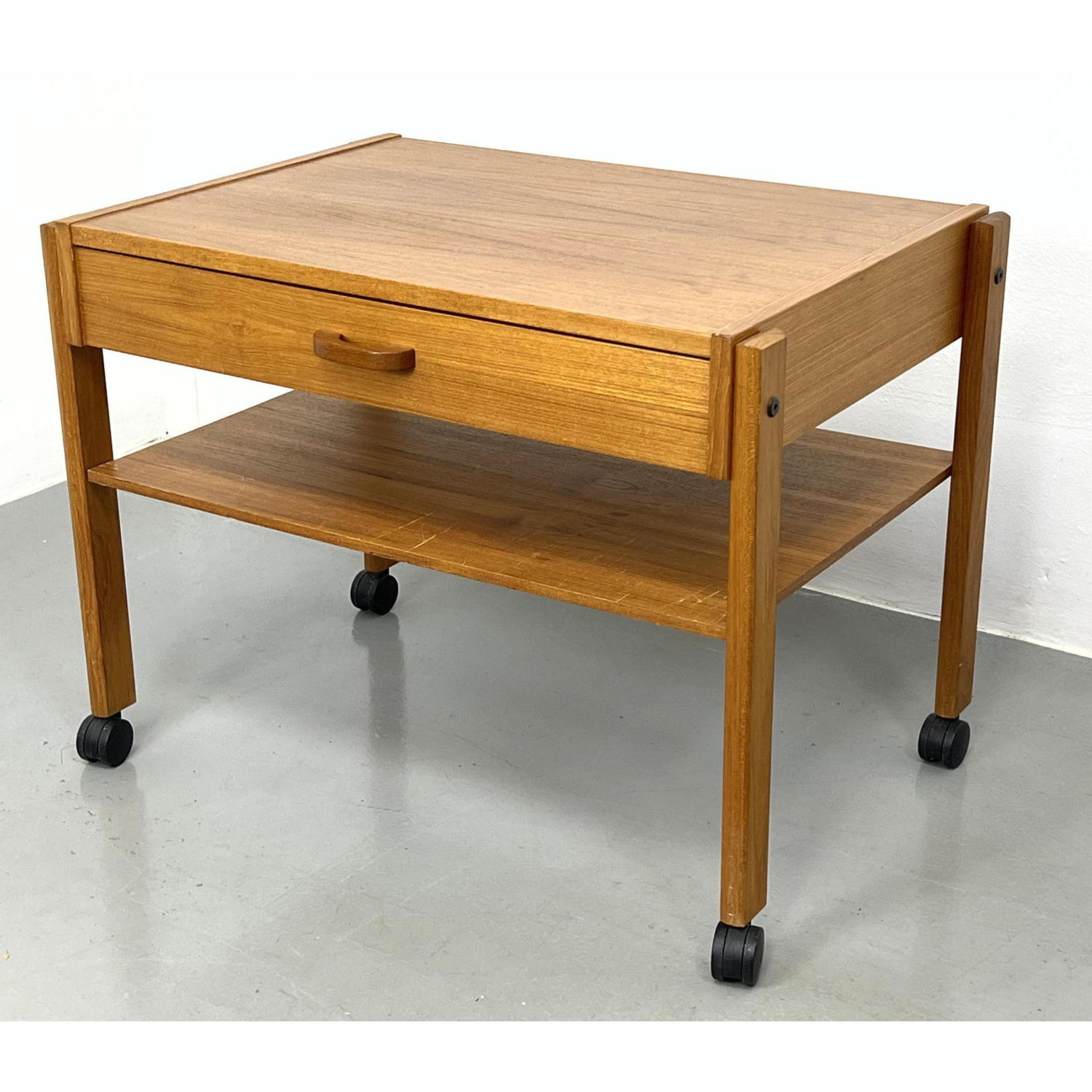 Appraisal: Danish Modern Teak Rolling Side End Table Single Drawer with