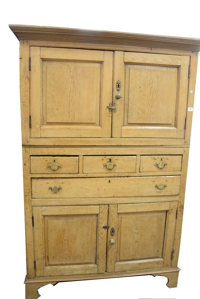 Appraisal: Large Pine Two Part Cabinet having doors and drawers height