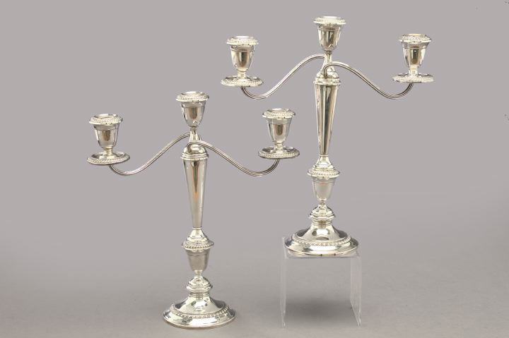 Appraisal: Pair of Alvin Weighted Sterling Silver Three-Light Candelabra second quarter