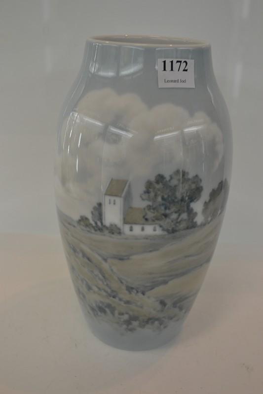 Appraisal: B G VASE WITH COUNTRYSIDE SCENERY