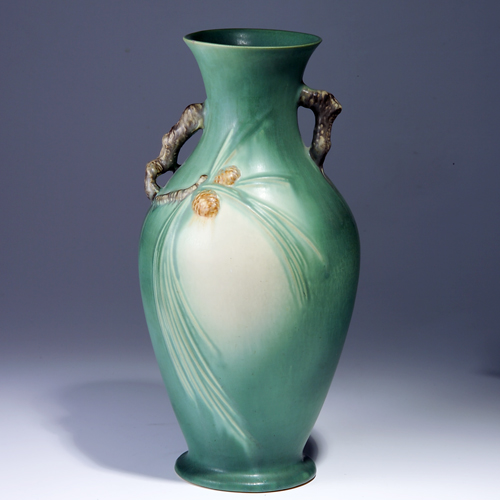 Appraisal: ROSEVILLE Green Pine Cone vase - glaze nick to rim