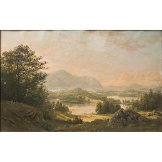 Appraisal: Framed Edward Nichols - landscape with central lakes surrounded by