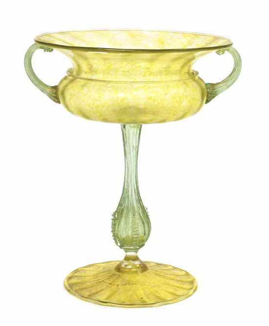 Appraisal: An Italian Glass Compote of baluster handled form having internal