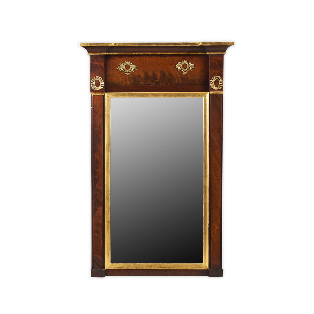 Appraisal: EMPIRE MAHOGANY AND GILT MIRROR EARLY TH CENTURY the inverted