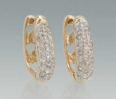 Appraisal: A Pair of Diamond Huggie Earrings k yellow gold huggie