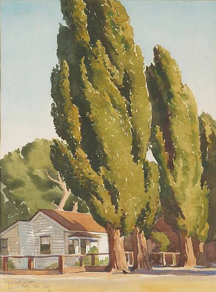 Appraisal: Maynard Dixon - Poplars of Carson signed inscribed and dated