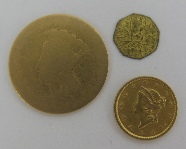 Appraisal: TWO U S GOLD COINS AND A TOKEN Indian Princess