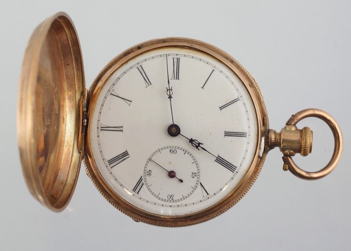 Appraisal: Unmarked YG Swiss HC pocket watch key wind and set