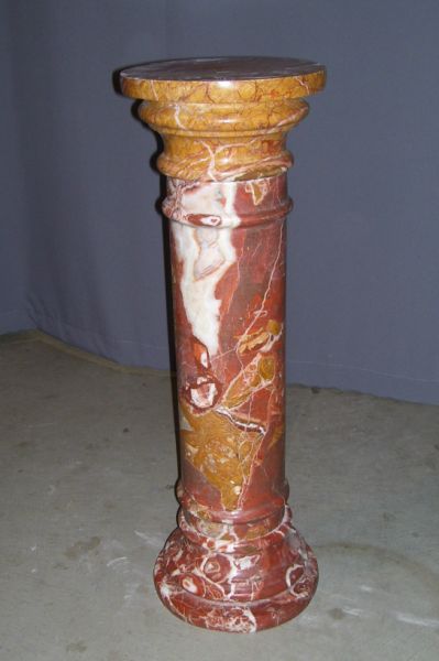 Appraisal: Marble Pedestal Brick white and tan marble column pedestal Measures