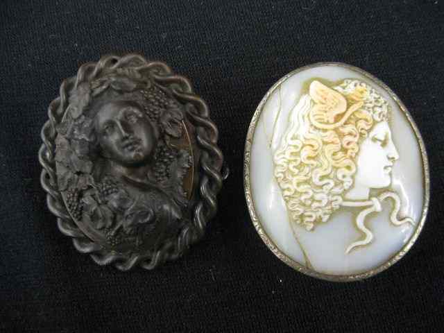 Appraisal: pcs Antique Jewelry Gutta Percha Cameoof a lady and a