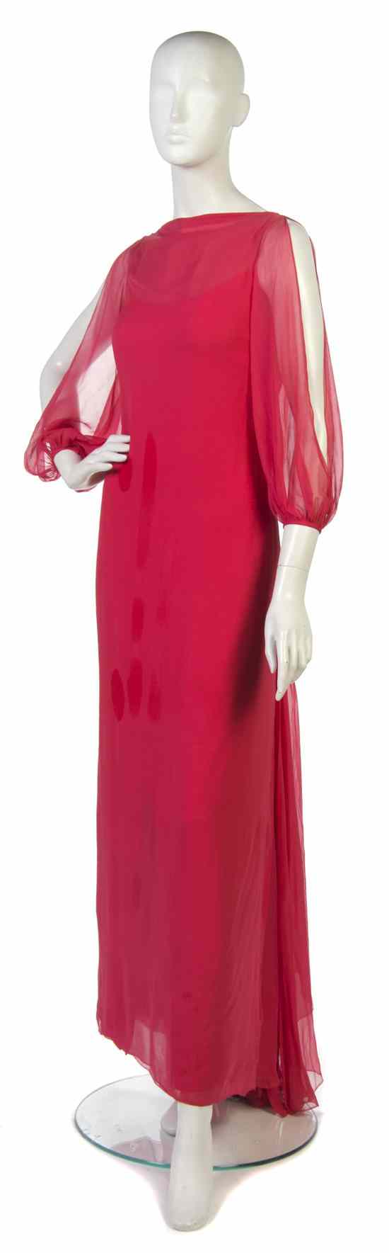 Appraisal: A Jean-Louis Pink Silk Chiffon Evening Gown with bare shoulders