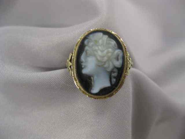 Appraisal: Cameo Ring hardstone portrait of a lady in k yellow