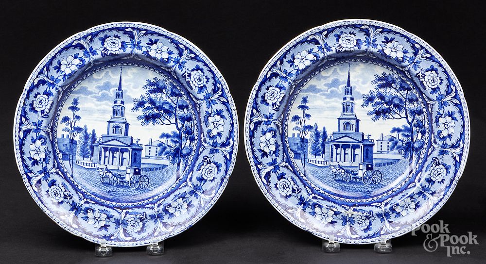 Appraisal: Pr of Historical blue Staffordshire shallow bowl Pair of Historical