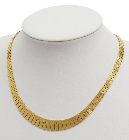 Appraisal: Zelman Friedman kt yellow gold necklace flat links with bark