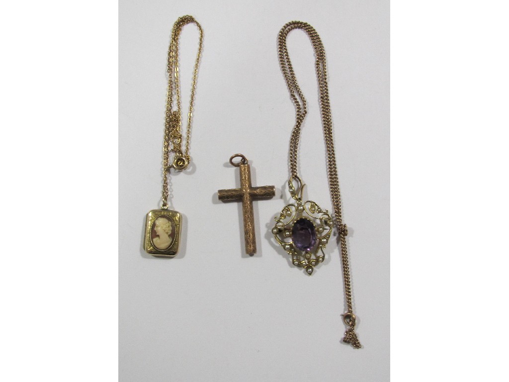 Appraisal: Lot comprising an Edwardian ct gold amethyst and seed pearl