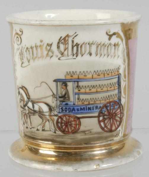 Appraisal: Soda Mineral Water Delivery Wagon Shaving Mug Description Marked Louis