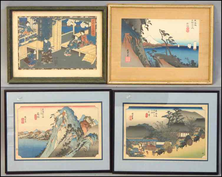 Appraisal: GROUP OF FOUR ASSORTED FRAMED JAPANESE WOODBLOCK PRINTS Various artists